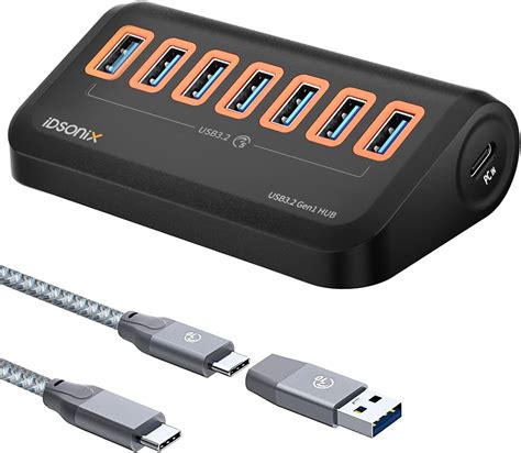 USB Hub 3 0 IDsonix 7 Ports USB Hub 1 6ft Type A C 2 Connectors USB