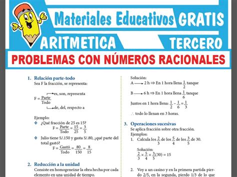 Problemas con Números Racionales para Tercer Grado de Secundaria