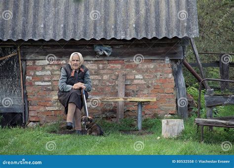 The Old Woman on the Bench in the Countryside Editorial Stock Photo ...