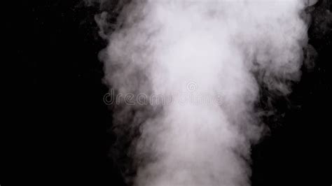 Water Vapor White Jet Of Vapour Steam On Black Background Slow Motion