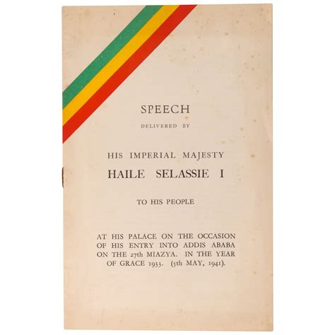 Speech Delivered By His Imperial Majesty Haile Selassie I To His People