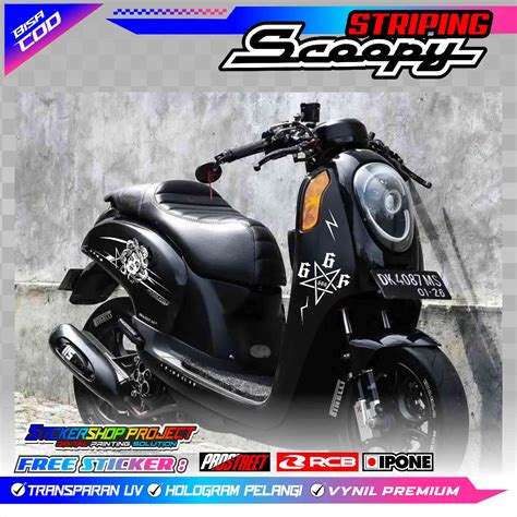 Jual Striping Variasi Motor Scoopy Medusa Style Stiker List Motor