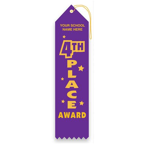 Imprinted Carded Ribbon - 4th Place Award