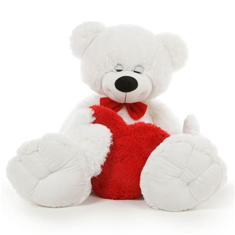 Cutest of all big white teddy bears with heart pillow included is 40 ...