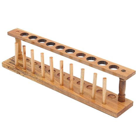 Buy 10 Holes 10 Pins Wooden Test Tube Rack Testing Tubes Holder