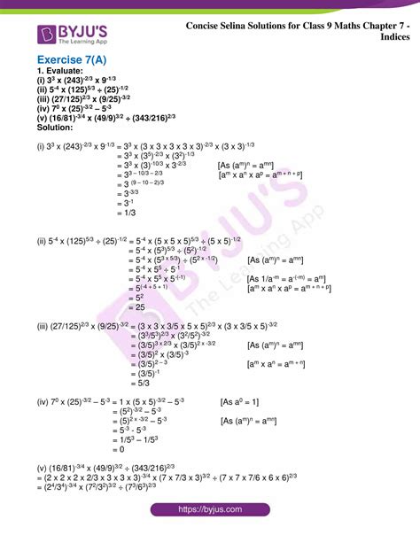 Selina Solutions Class 9 Concise Maths Chapter 7 Indices Download Free Pdf