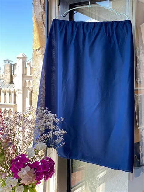 Blue Vintage Slip Lingerie Satin Half Slip Skirt Etsy