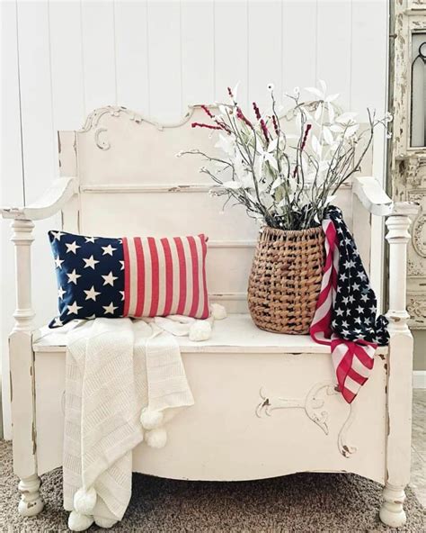 Patriotic Farmhouse Entry Bench Soul Lane