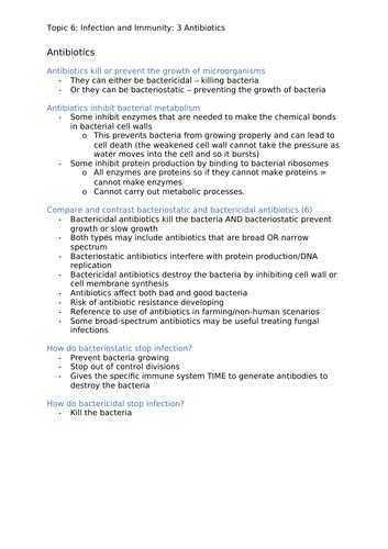 Edexcel A Level Biology A Topic 6 Antibiotics 3 3 Teaching Resources