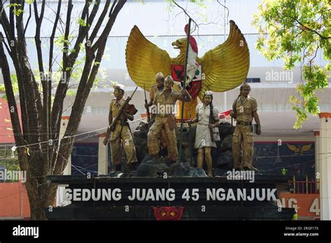 The Monument Of Indonesian Heroes On Gedung Juang 45 Nganjuk East Java