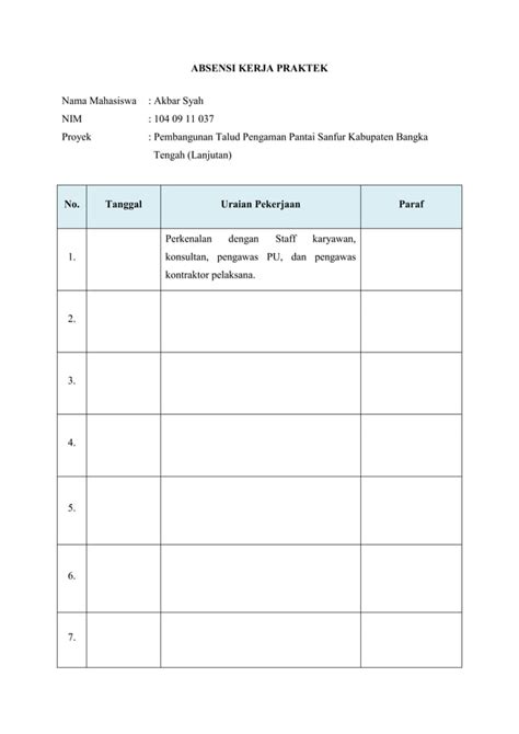 Absensi Kerja Praktek Pdf