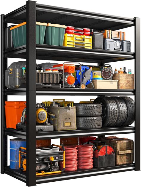 Reibii Tier Garage Shelving Heavy Duty Storage Shelves Lbs Garage