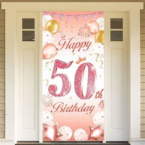 50th Birthday Decorations Women Pink Rose Gold 50 Birthday