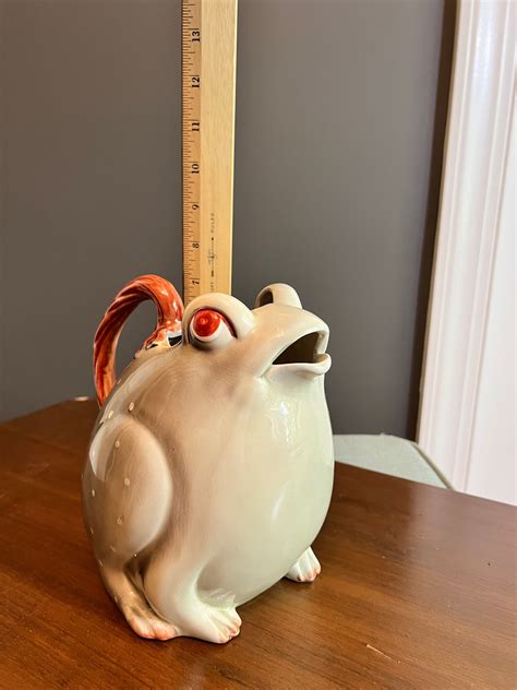 Rare Vintage Fitz Floyd Frog Toad Pitcher So Cute Grey