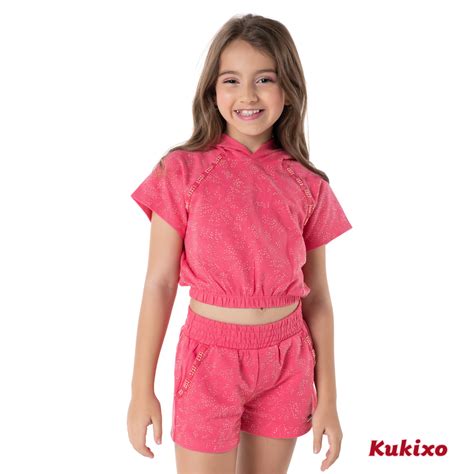 CONJUNTO BLUSA E SHORT STRASS Kukixo Moda Infantil