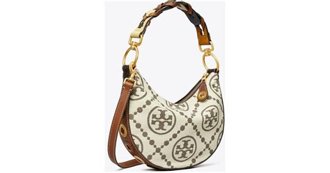 Tory Burch T Monogram Grommet Mini Crescent Bag In Metallic Lyst