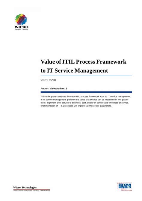 PDF Value Of ITIL Process Framework DOKUMEN TIPS