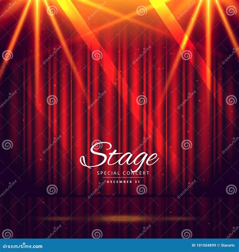 Red Stage Background with Closed Curtains Stock Vector - Illustration ...