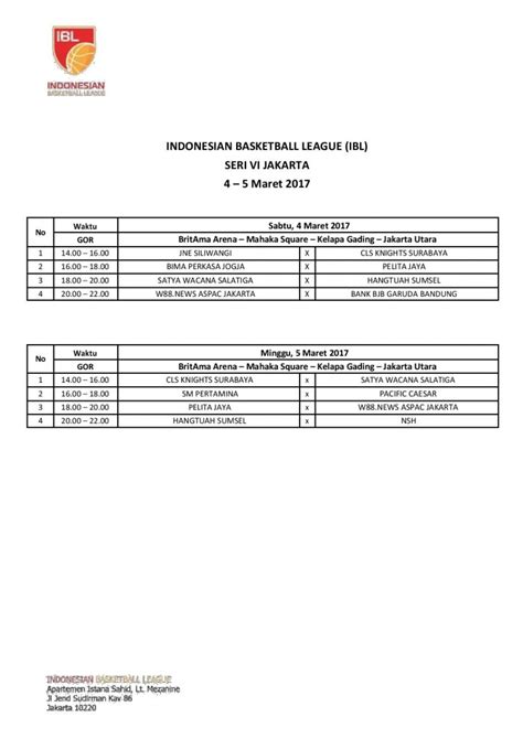 Jadwal Dan Sistem Pertandingan IBL 2017 Mainbasket