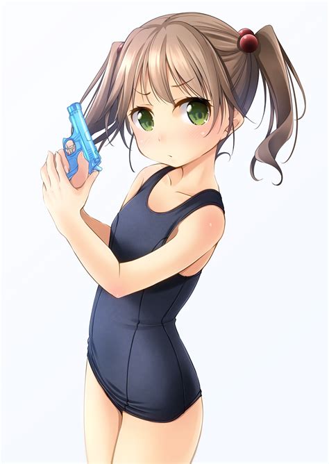 Safebooru 1girl Bangs Bare Arms Bare Shoulders Black Swimsuit Blue