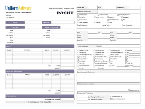 HVAC Service Invoice