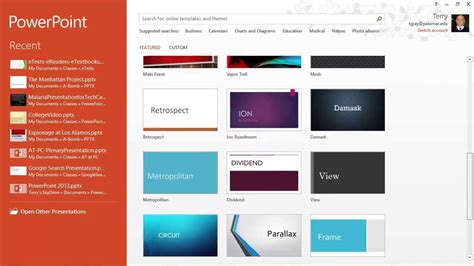 Powerpoint 2013 Templates Themes And The Start Screen Youtube