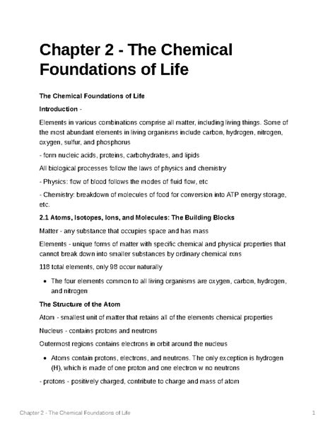 Chapter The Chemical Foundations Of Life Some Of The Most