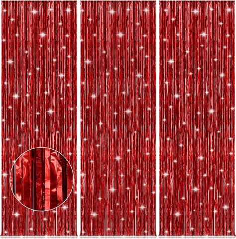 Accevo Red Party Streamers 3 Pack Metallic Foil Fringe