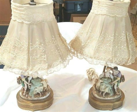 Vintage Pair Of Figural Boudoir Lamps Bisque French Republic Baroque