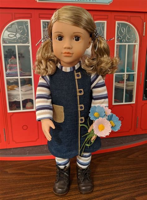 Noelle In A Denim Jumper AGPastime Denim Jumper Ball Jointed Dolls