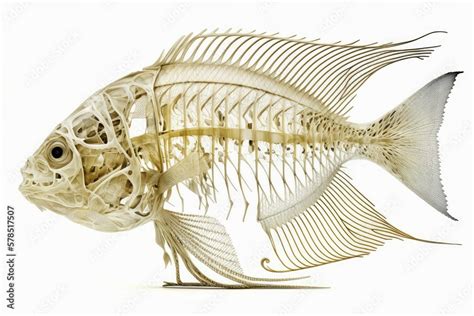 Fish skeleton anatomy isolated on white background Stock Illustration ...