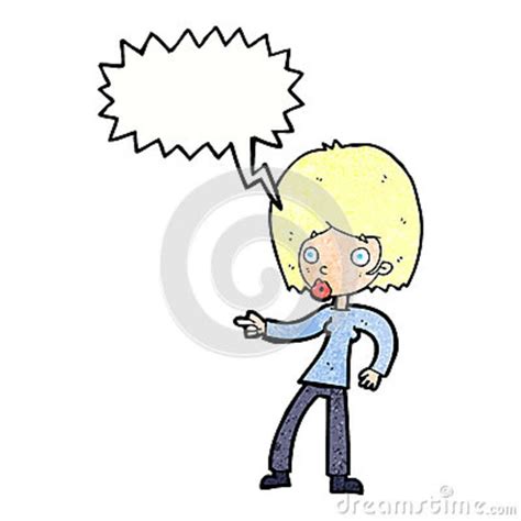 Cartoon Woman Pointing With Speech Bubble Stock Illustration