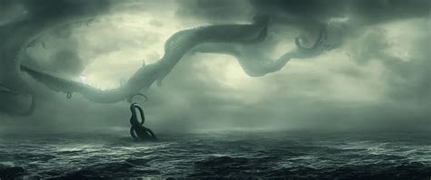 A Huge Terrifying Lovecraftian Sea Monster With Stable Diffusion