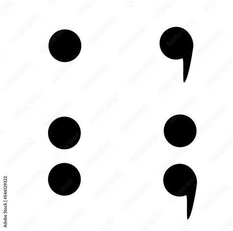 Punctuation Marks Dot Comma Colon Semicolon Isolated On White
