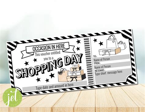 Printable Shopping Spree Certificate Template Gift Voucher Card Coupon