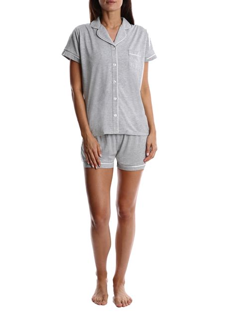 Blis Womens Short Sleeve Button Down Pajama Jammies Sleep Shirt