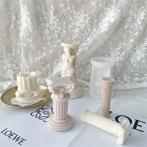 European Style Retro Roman Column Candle Silicone Mold Handmade Diy