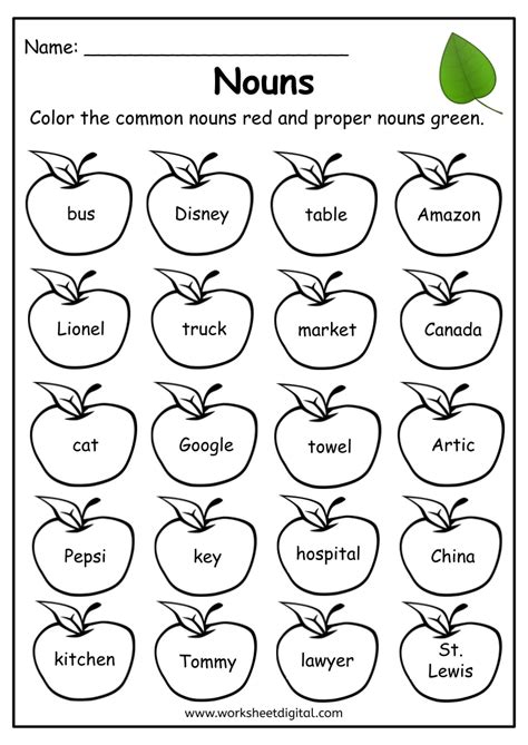 Nouns Worksheet Worksheet Digital Worksheets Library