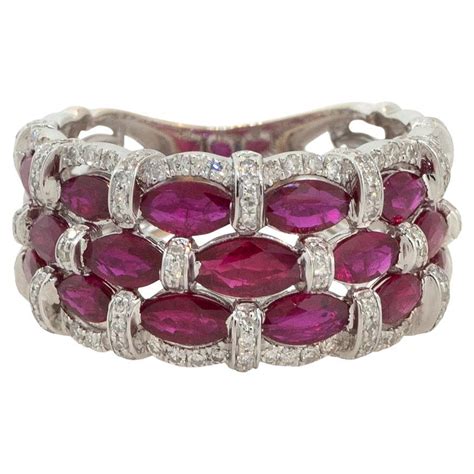 100 Carat Ruby And Diamond Wide Band 14 Karat In Stock At 1stdibs