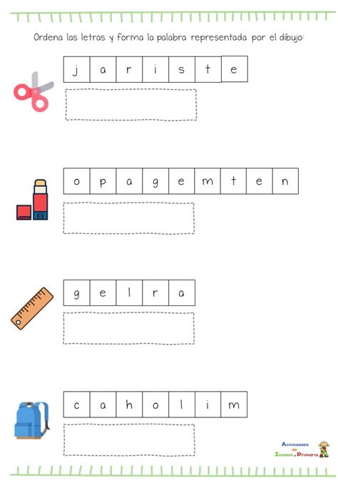 Ordenar Letras Vocabulario Material