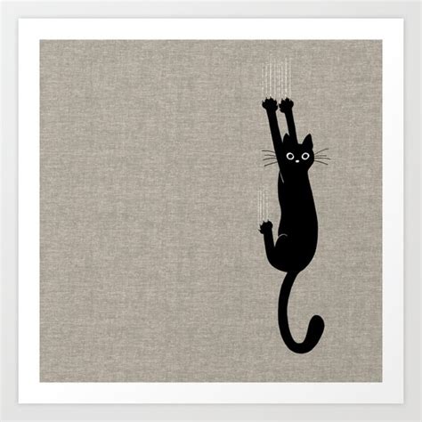 Black Cat Hanging On Art Print by mylifeisacartoon | Society6