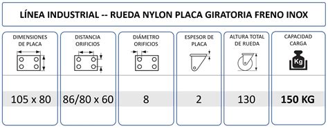 Rueda Poliamida Placa Giratoria Inox Con Freno Rotar