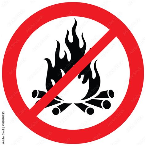 No Fire Sign Prohibition Icon Not Allowed Sign Stock Vektorgrafik