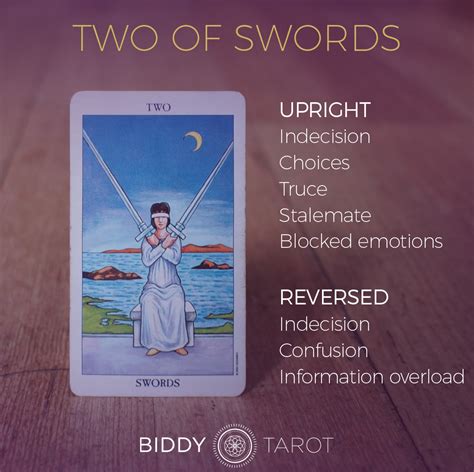 Two Of Swords Tarot Card Meanings Biddy Tarot