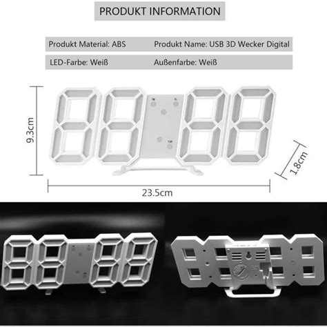 Réveil 3D Horloge Murale Numérique Led À Intensité Variable Veilleuse