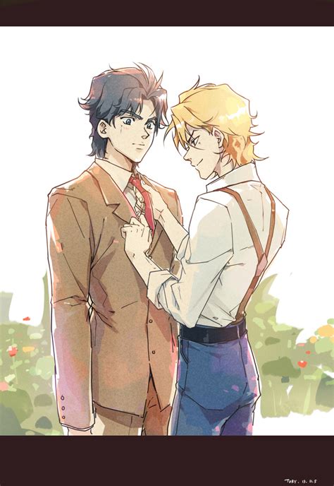 Safebooru 2boys Blonde Hair Blue Eyes Blue Hair Dio Brando Formal Highres Jojo No Kimyou Na