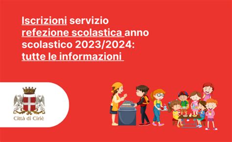 Iscrizioni Servizio Refezione Scolastica Anno Scolastico 2023 2024