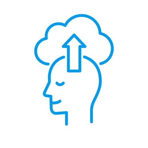 Stylized Head Profile With Upload To Cloud Simple Silhouette Line Icon