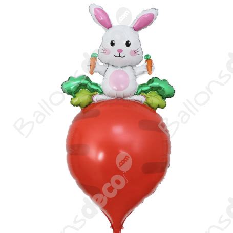 Ballon Lapin sur sa Carotte Ballons de Pâques Ballonsdeco