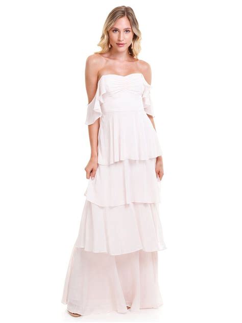 Wayf Abby Off Shoulder Tiered Maxi Dress Wayf Chelsea Tiered